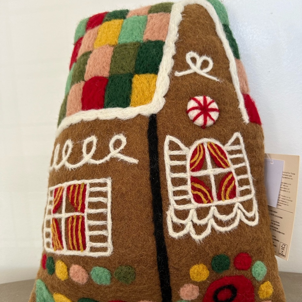 NWT gingerbread house pillow from Pottery Barn Kids